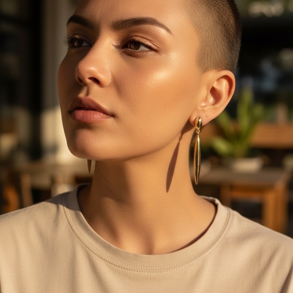 Elegant Gold Drop Earrings - Picture 2 of 3